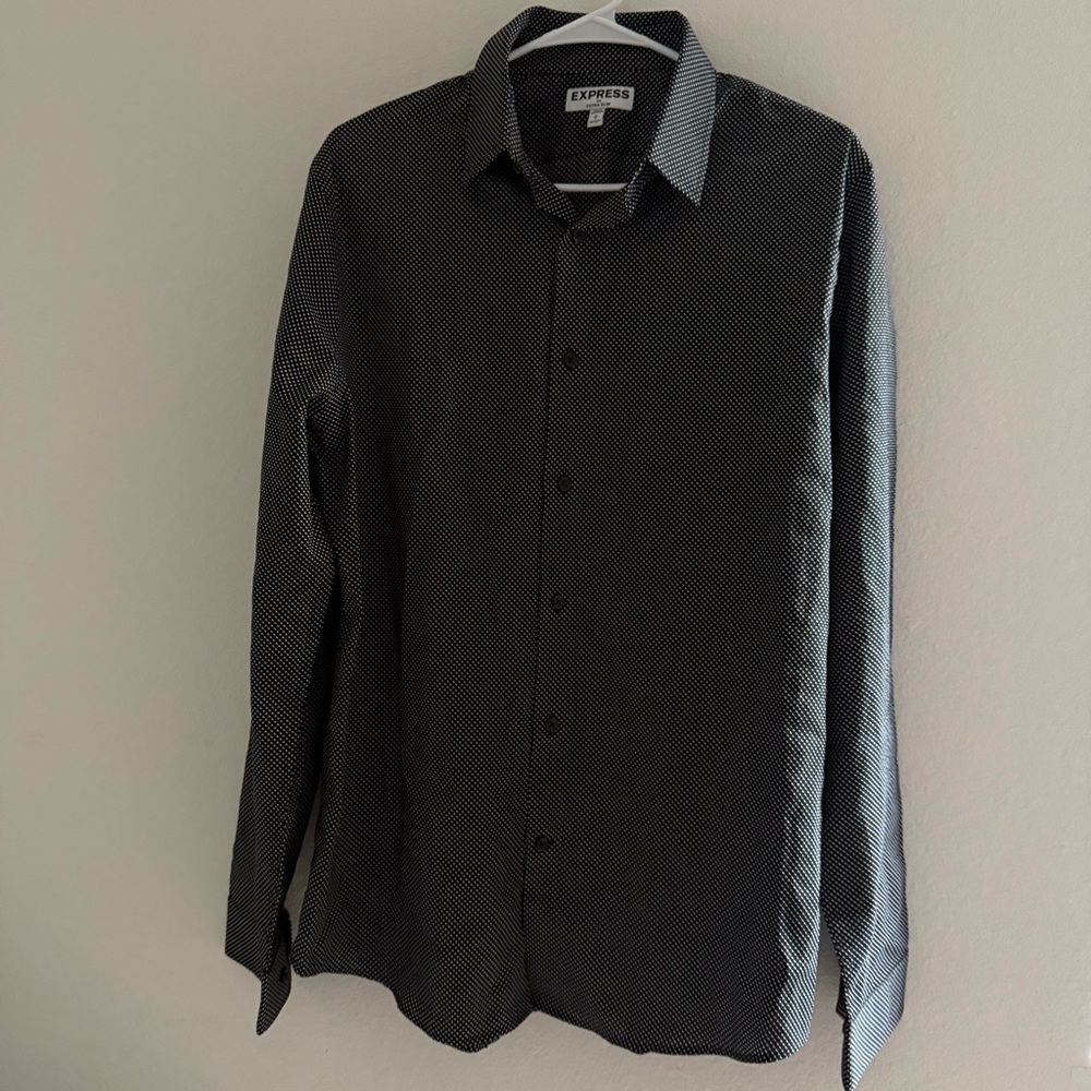 Express Black Polka Dot Button-Down Shirt
